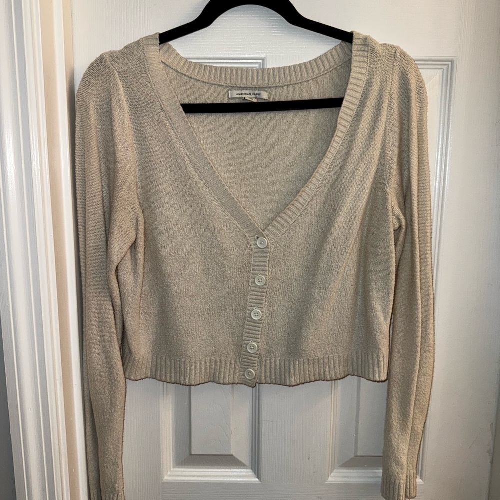 American Eagle Outfitters Cream Cardigan Sweater